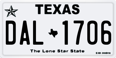 TX license plate DAL1706