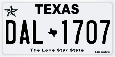 TX license plate DAL1707