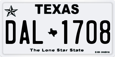 TX license plate DAL1708