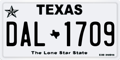 TX license plate DAL1709