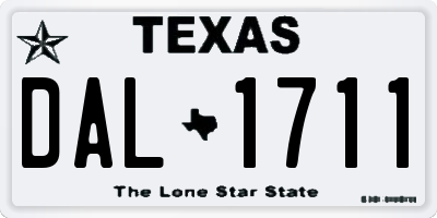 TX license plate DAL1711