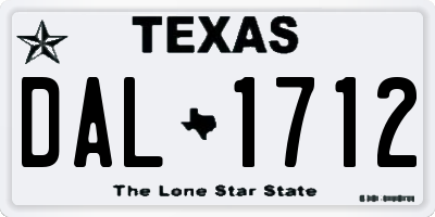 TX license plate DAL1712