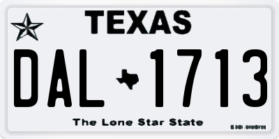 TX license plate DAL1713