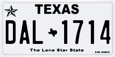 TX license plate DAL1714