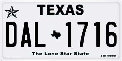 TX license plate DAL1716