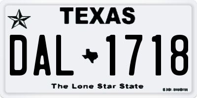 TX license plate DAL1718