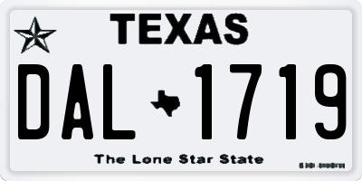 TX license plate DAL1719