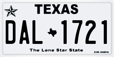 TX license plate DAL1721