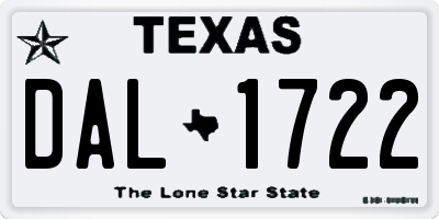 TX license plate DAL1722
