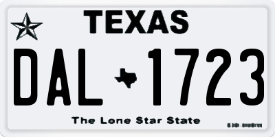 TX license plate DAL1723