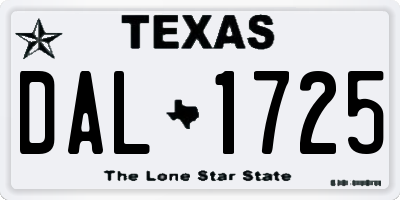TX license plate DAL1725