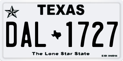 TX license plate DAL1727