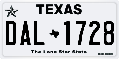 TX license plate DAL1728