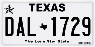 TX license plate DAL1729