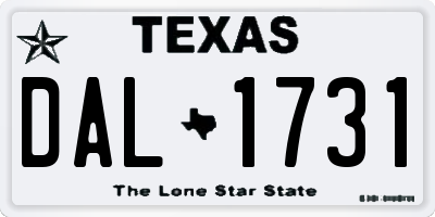 TX license plate DAL1731