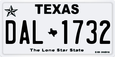 TX license plate DAL1732