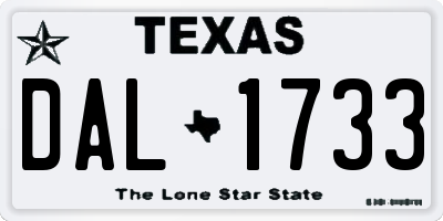 TX license plate DAL1733