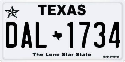 TX license plate DAL1734