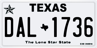 TX license plate DAL1736