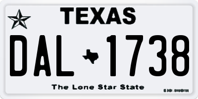 TX license plate DAL1738