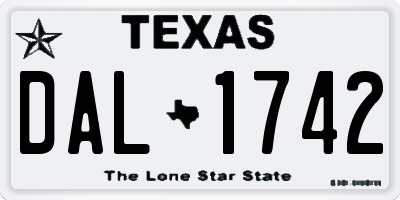 TX license plate DAL1742