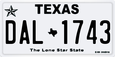 TX license plate DAL1743