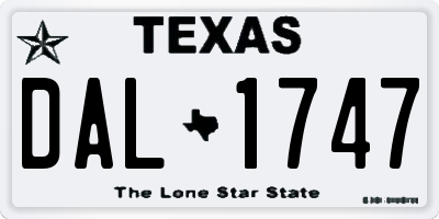TX license plate DAL1747