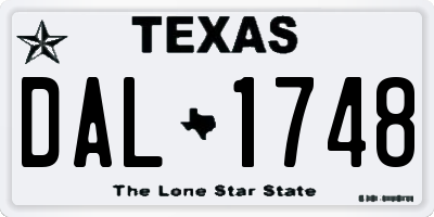 TX license plate DAL1748