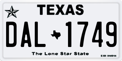 TX license plate DAL1749
