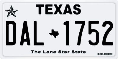 TX license plate DAL1752