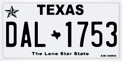 TX license plate DAL1753