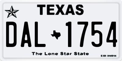 TX license plate DAL1754