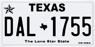 TX license plate DAL1755