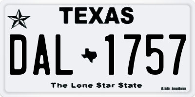 TX license plate DAL1757