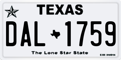TX license plate DAL1759
