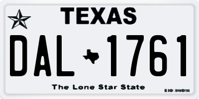 TX license plate DAL1761