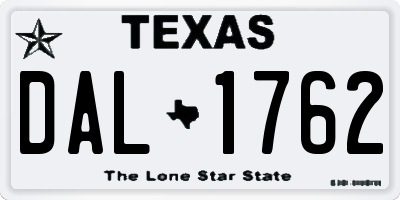 TX license plate DAL1762