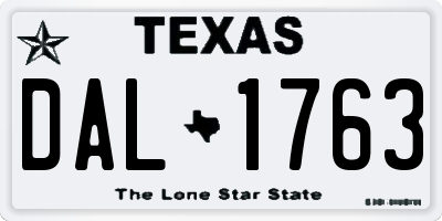 TX license plate DAL1763