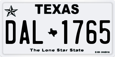 TX license plate DAL1765