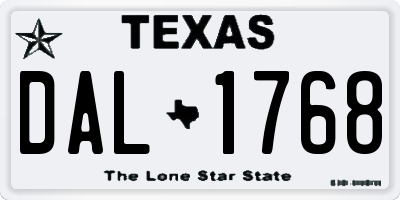 TX license plate DAL1768