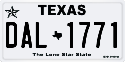 TX license plate DAL1771