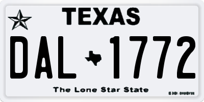 TX license plate DAL1772