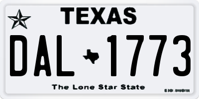 TX license plate DAL1773