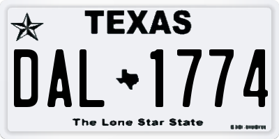 TX license plate DAL1774