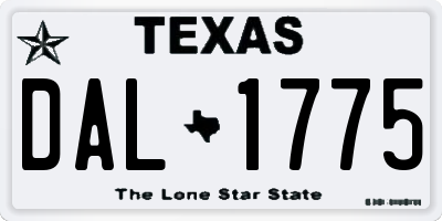 TX license plate DAL1775