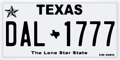 TX license plate DAL1777