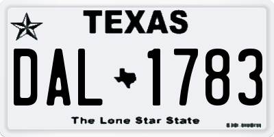 TX license plate DAL1783