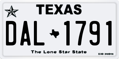 TX license plate DAL1791