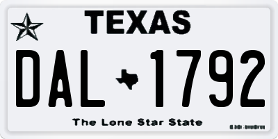 TX license plate DAL1792