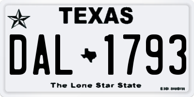 TX license plate DAL1793